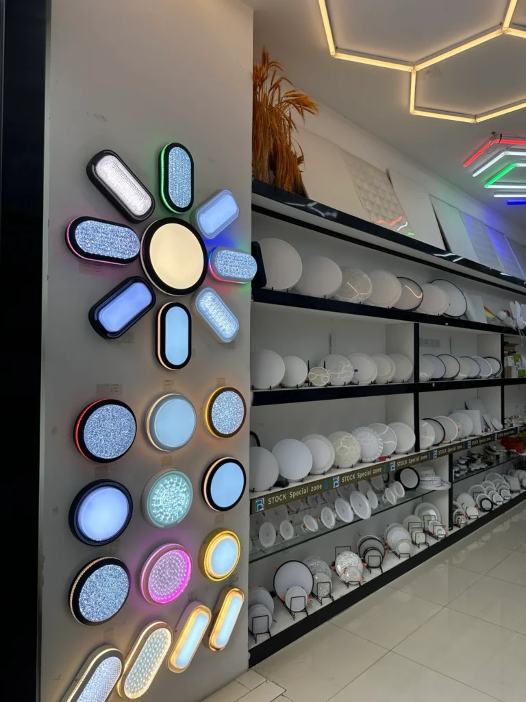 BONTOP lighting showroom with LED ceiling and moisture-proof lights
