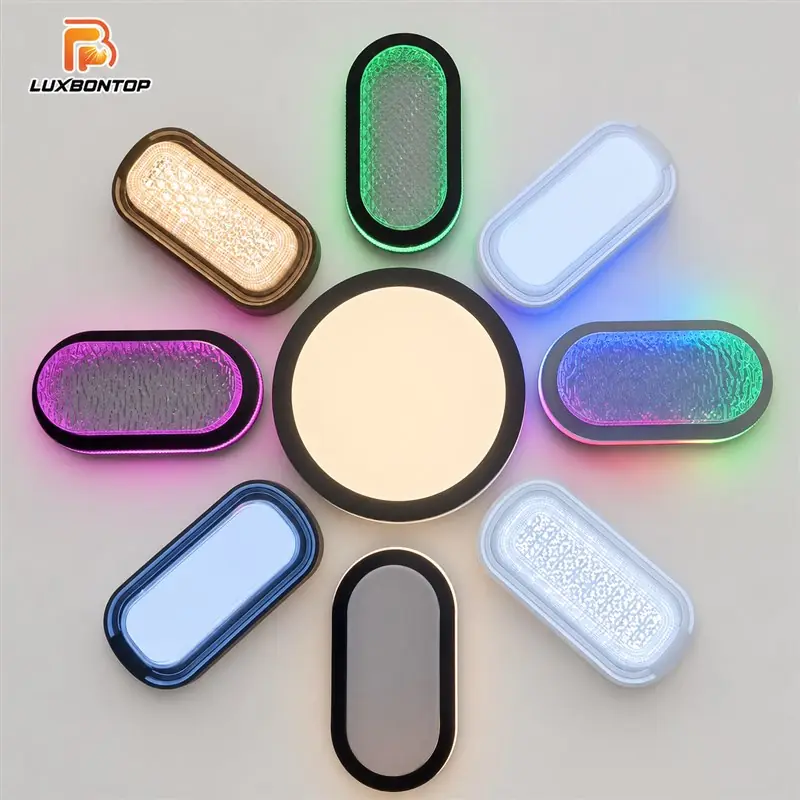 Round and oval moisture-proof LED lights with selectable colored outer rings