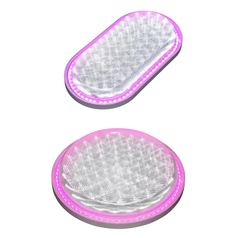 Round and oval 24W IP65 moisture-proof LED lights with pink outer-ring light