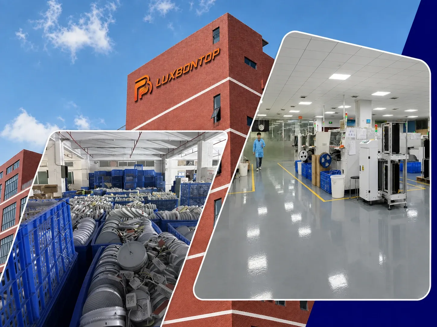 LUXBONTOP LED lighting factory, production workshop and assembly line in Zhongshan, China